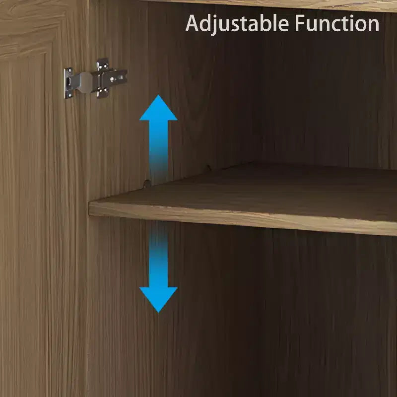 36" Bahut modulable avec rangement, Buffet de ferme avec portes en rotin pour Salon, Cuisine, Salle à manger, Entrée, Naturel