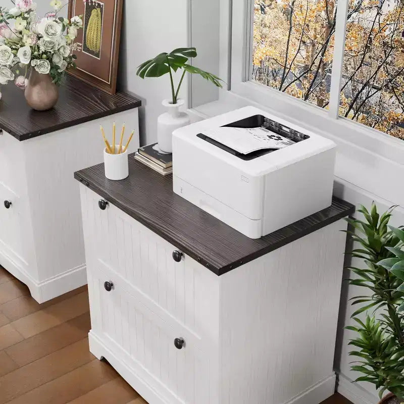 Meuble de classement style ferme avec dossiers suspendus Meuble de rangement rustique idéal pour les bureaux à domicile ou les salons comme support d'imprimante