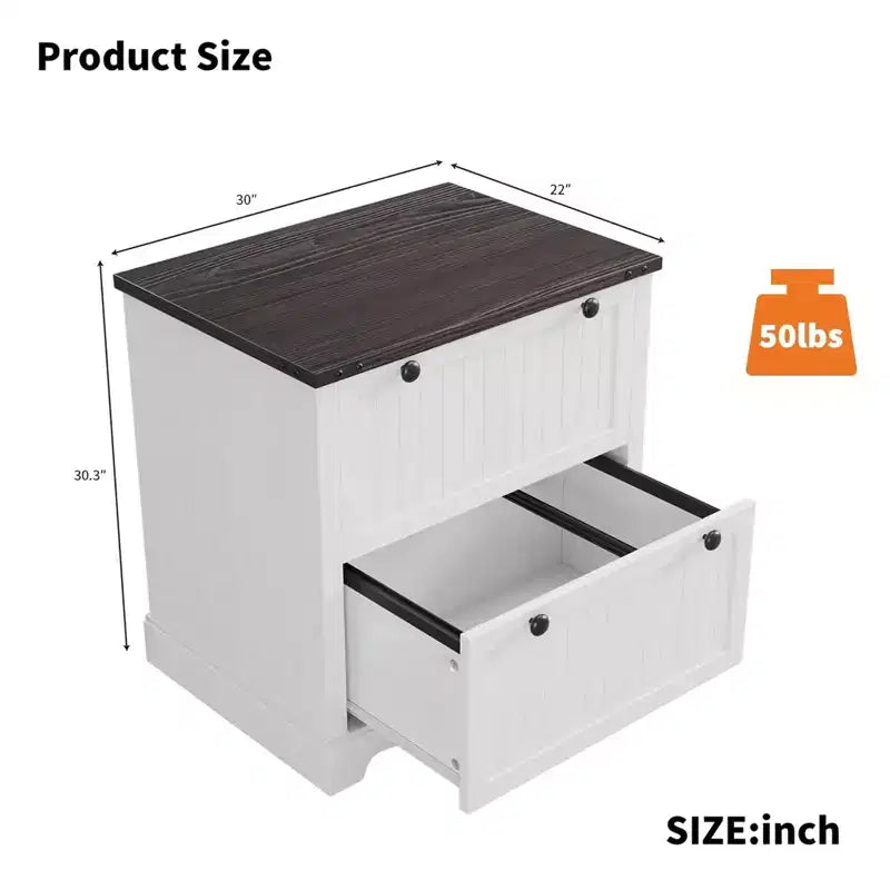 Meuble de classement style ferme avec dossiers suspendus Meuble de rangement rustique idéal pour les bureaux à domicile ou les salons comme support d'imprimante