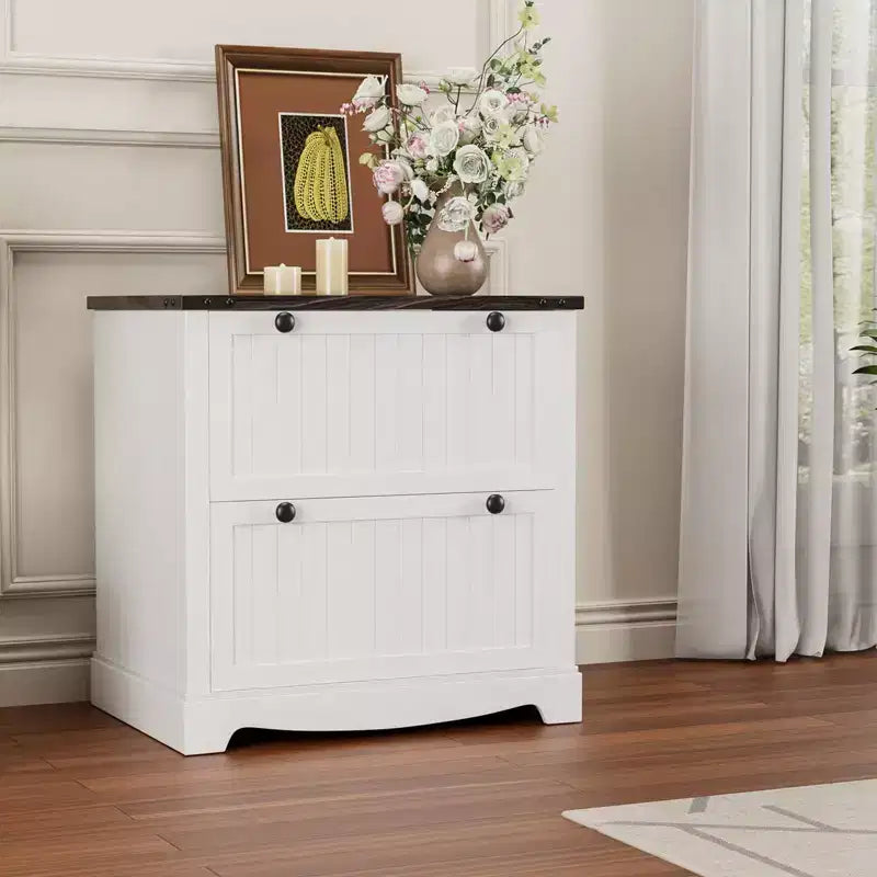 Farmhouse-Style File Cabinet with Hanging File Folders Rustic Storage Cabinet Ideal for Home Offices or Living Rooms as a Printer Stand