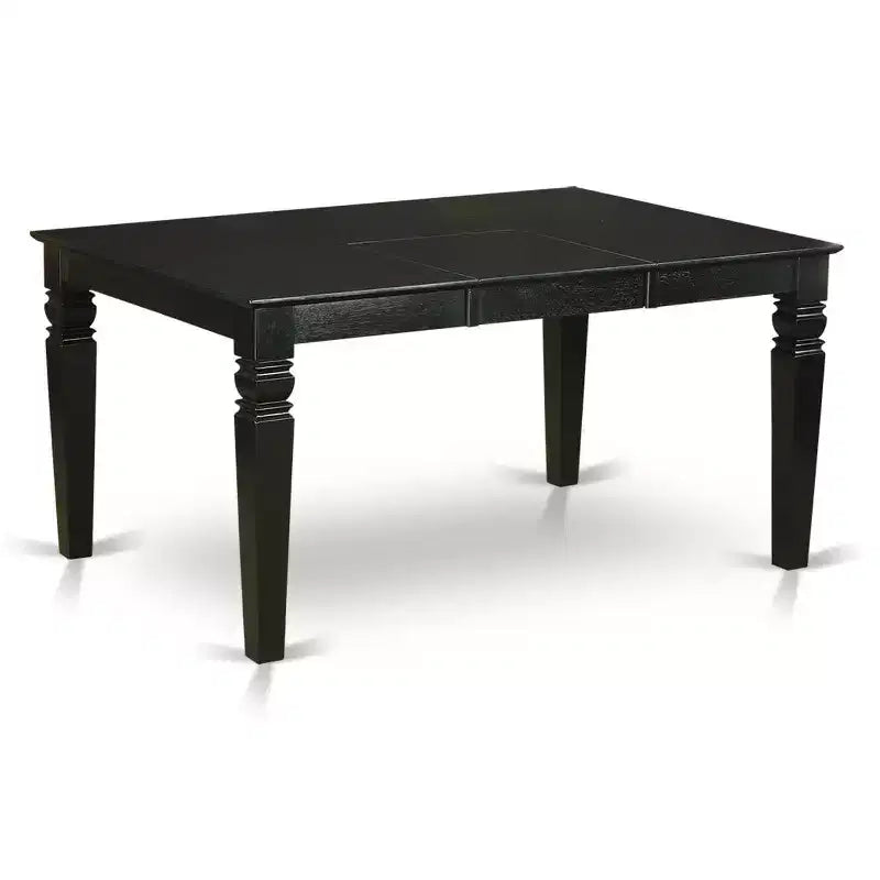 HomeStock Ensemble de salle à manger 5 pièces en bois massif noir avec table rectangulaire et 4 chaises