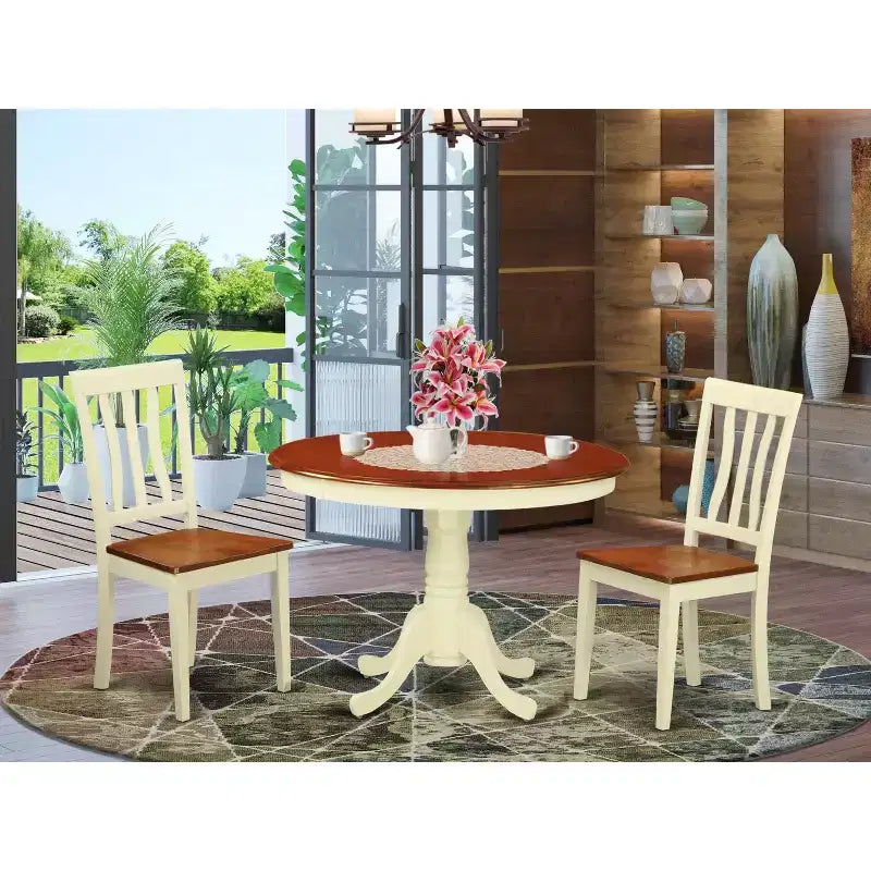 Ensemble de salle à manger rond pour cuisine - Table de 42 pouces et 4 chaises - Ensemble de table de salle à manger