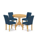 Round Dining Table Set for 4 - 36 Inch Kitchen Table with 4 Chairs - Modern Oak Finish
