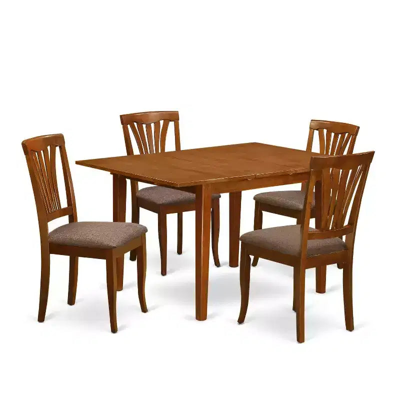 3-Piece Saddle Brown Finish Solid Wood Top - Dining Room Set - Seats 4