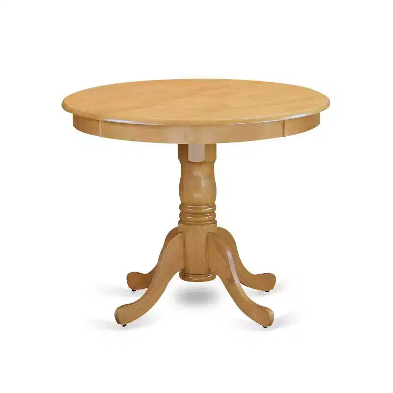 Ensemble de salle à manger rond moderne 5 pièces - Table 36 po et 4 chaises - Pieds en chêne, tissu en lin - HomeStock