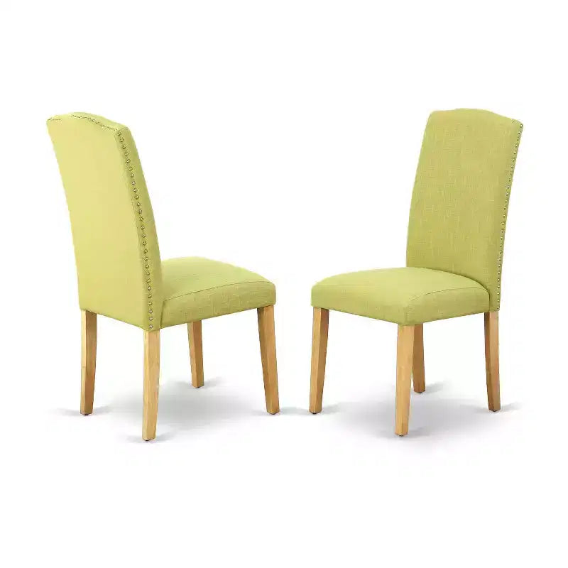 Ensemble de salle à manger rond moderne 5 pièces - Table 36 po et 4 chaises - Pieds en chêne, tissu en lin - HomeStock