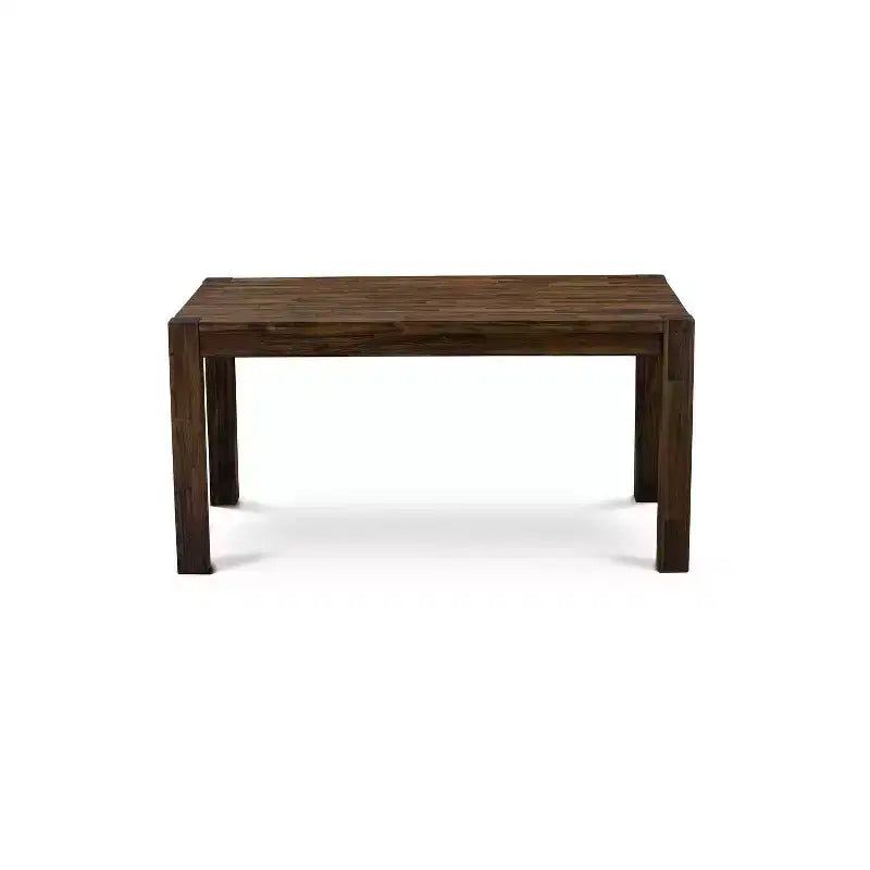 Table de salle à manger HomeStock 7 pièces rectangulaire en bois massif finition jacobine vieillie avec 6 chaises