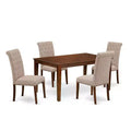 HomeStock 5-Pc Mahogany Finish Solid Wood Top - Rectangular Dining Room Set - Seats 4