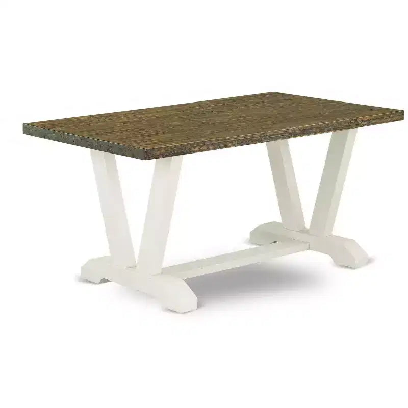 HomeStock Ensemble de 7 pièces Table à manger rectangulaire en bois massif finition chêne naturel avec 6 chaises