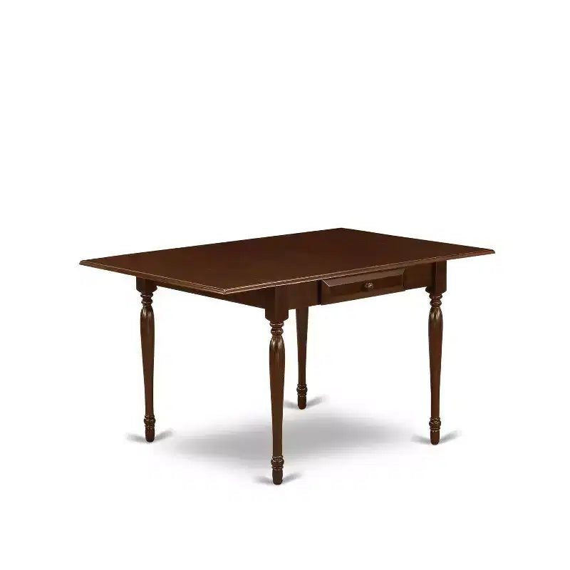 HomeStock 5-Piece Mahogany Finish Solid Wood Top - Dining Room Set with Dropleaf (Seats-4)