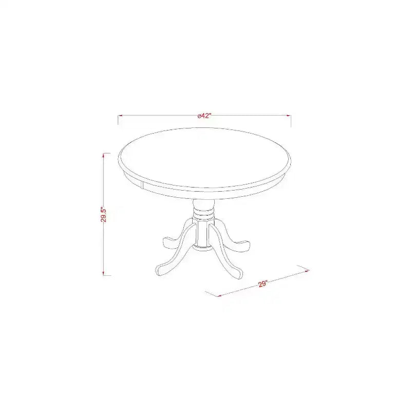 Ensemble de salle à manger rond 3 pièces en bois massif finition noyer antique - 4 places