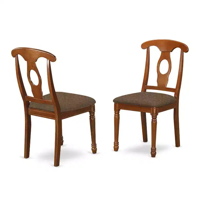 Ensemble de salle à manger 3 pièces HomeStock avec plateau en bois massif et finition brun selle