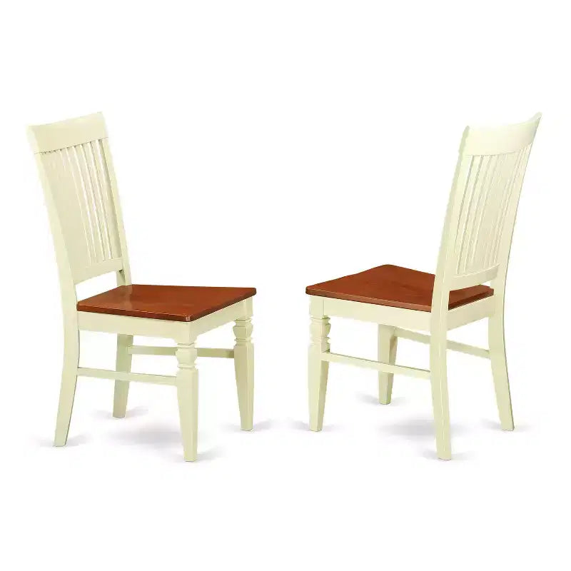Ensemble Table à Manger Ronde - 3 Pièces Style Asiatique Table et Chaises - Finition Cerisier Buttermilk 42