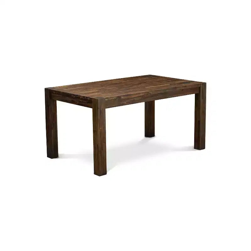 Ensemble de salle à manger capitonné rectangulaire 5 pièces avec plateau en bois massif finition marron naturel – 4 places