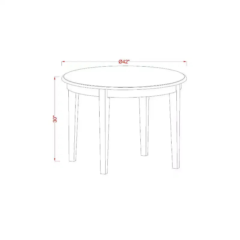 Ensemble de salle à manger Nordic Kitchen - Table et chaises 5 pièces - Bois massif - Finition Cappuccino - Table ronde pour 4 personnes