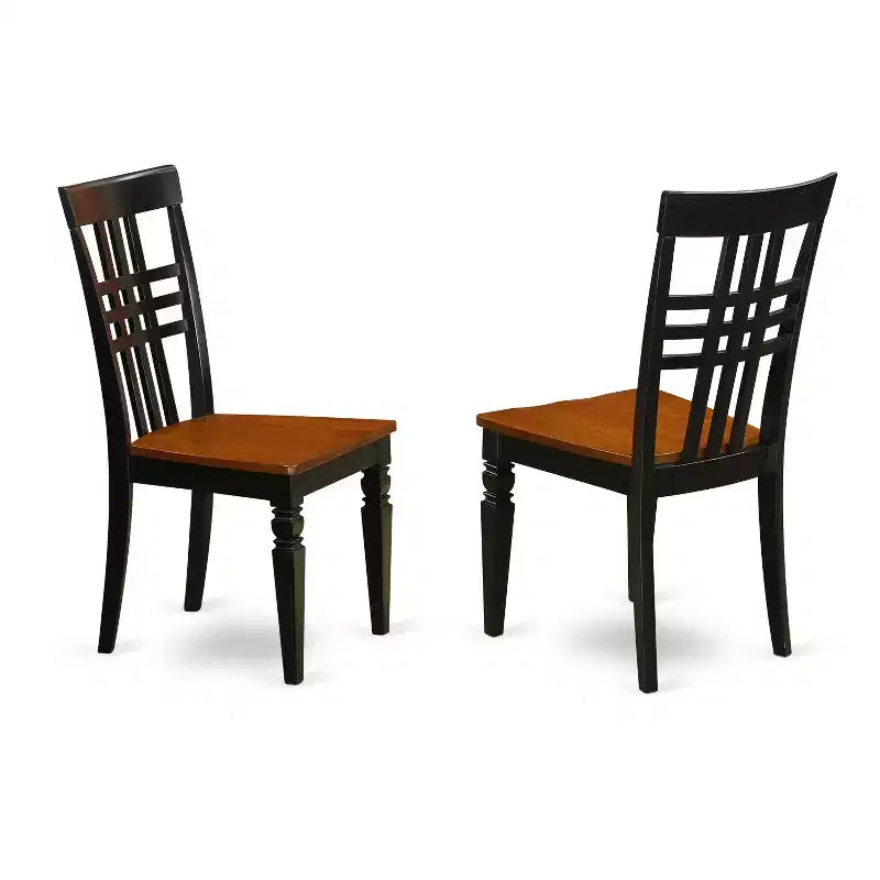 Table de salle à manger HomeStock 3 pièces ronde en bois massif, finition noire et merisier, avec 2 chaises