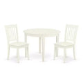 3Pc Dinette Set - Kitchen Table & 2 Dining Chairs - White Finish - Small Space Friendly