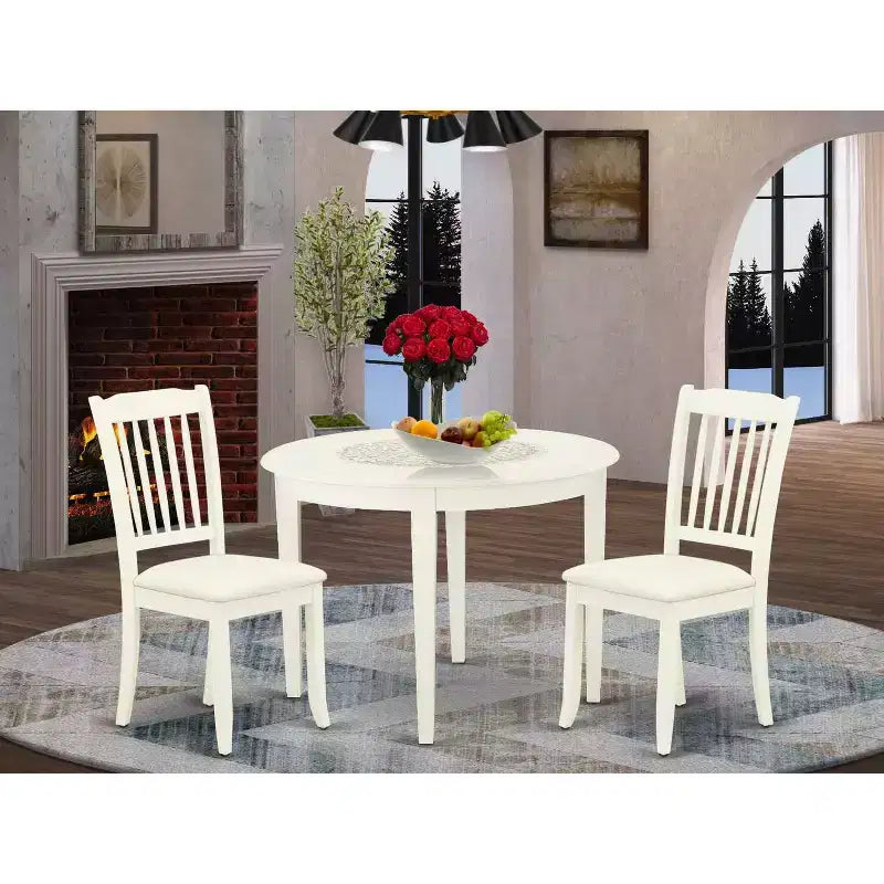 Ensemble salle à manger 3 pièces - Table de cuisine et 2 chaises - Fini blanc - Idéal pour les petits espaces