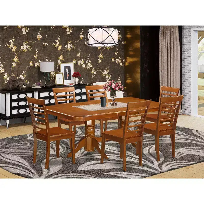 Salle à manger "Cottage Côtier" - Table et chaises 7 pièces - Table rectangulaire 40x78 pouces