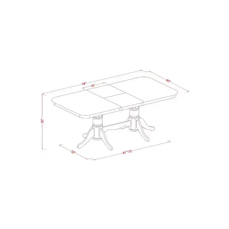 Salle à manger "Cottage Côtier" - Table et chaises 7 pièces - Table rectangulaire 40x78 pouces