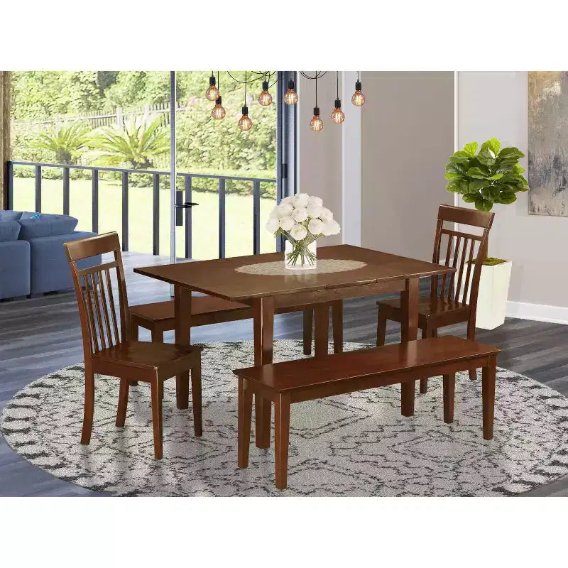 Ensemble de salle à manger 7 pièces - Table de salle à manger pour petits espaces et 6 chaises - Ensemble de salle à manger en bois