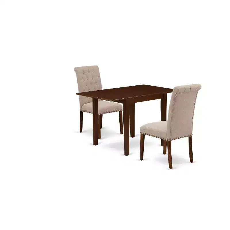 HomeStock 3-Piece Mahogany Finish Solid Wood Top Dining Table Set