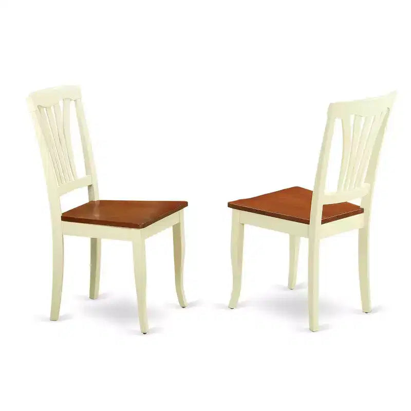 Ensemble table à manger et 2 chaises en bois 3 pièces - Table de cuisine avec 2 chaises - Assise en bois massif - Finition couleur crème