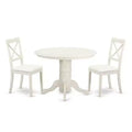 3 Piece Dinette Set - Round Kitchen Table & 2 Dining Chairs - Small Space Design