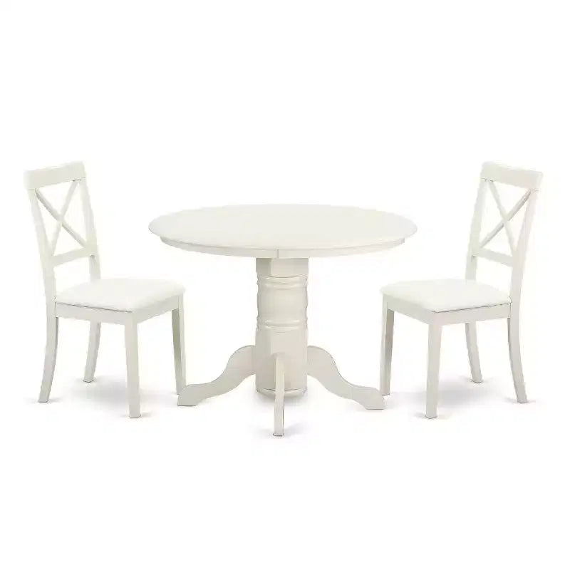 3 Piece Dinette Set - Round Kitchen Table & 2 Dining Chairs - Small Space Design