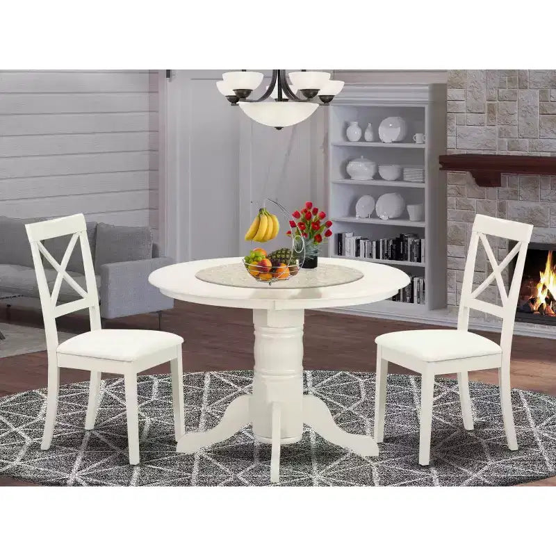 Ensemble de salle à manger 3 pièces - Table de cuisine ronde et 2 chaises - Design pour petit espace