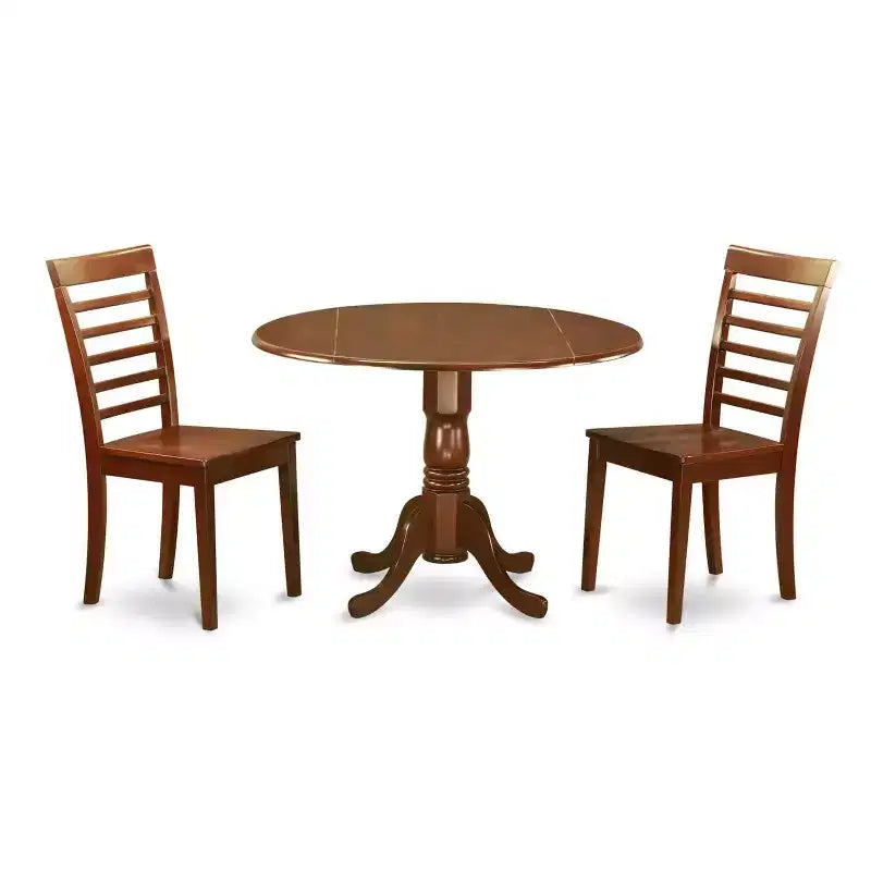 Modern Kitchen Table Set with Chairs - 5 Piece Round Dining Set, Mahogany Finish