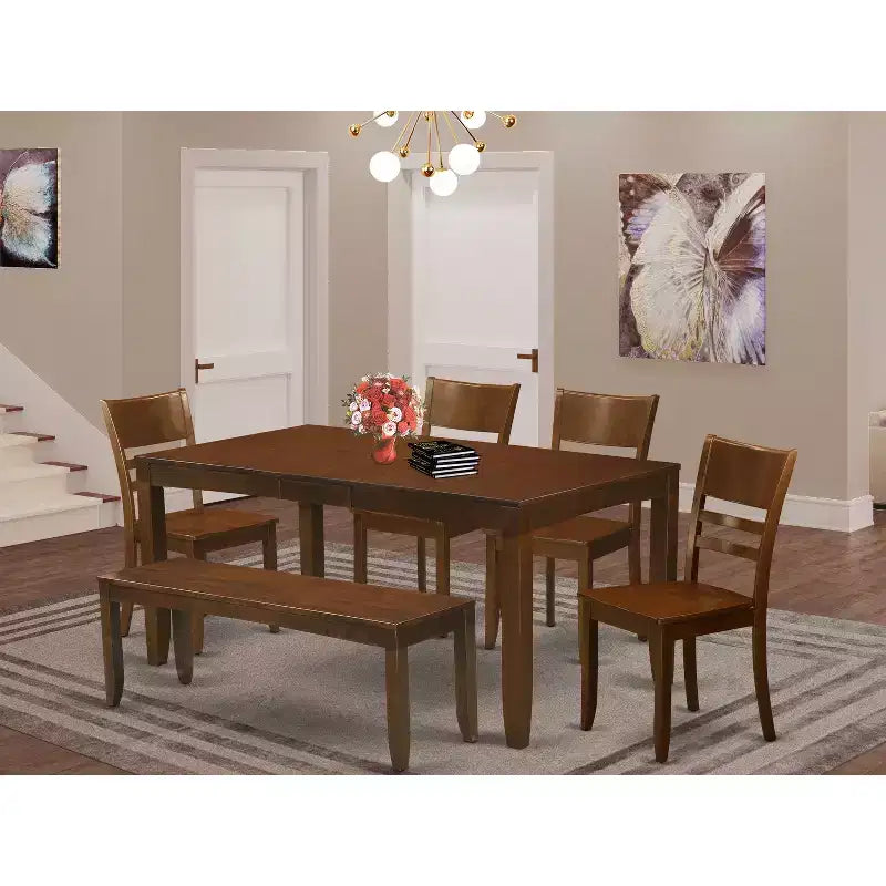 Ensemble de salle à manger Island Oasis - Table et banc avec 4 chaises - Table extensible 54/66 po