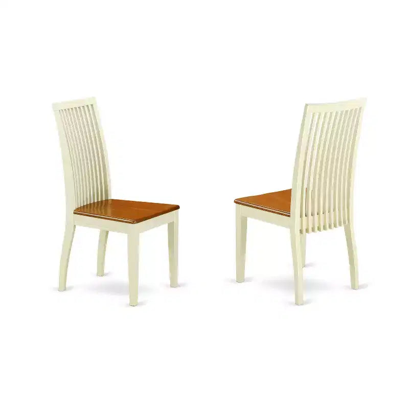 Ensemble de salle à manger rond 3 pièces HomeStock en bois massif couleur crème et cerisier – 4 places