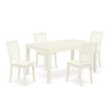 HomeStock 5-Pc Linen White Finish Solid Wood Top - Rectangular Dining Room Set - Seats 4