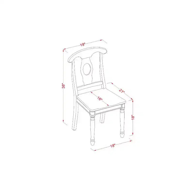 Ensemble repas moderne 3 pièces – Table ronde en bois et 2 chaises Mid-Century – Finition noire