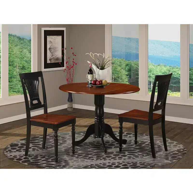 Ensemble de table à manger ronde pour 2 personnes - Table de cuisine avec chaises - Fini brun selle