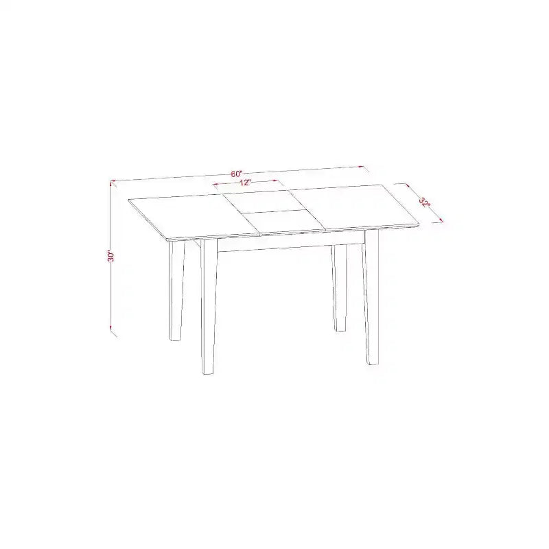 Ensemble table de cuisine rectangulaire 5 pièces – Table 48/60 avec rallonge papillon et 4 chaises – Tissu lin crème