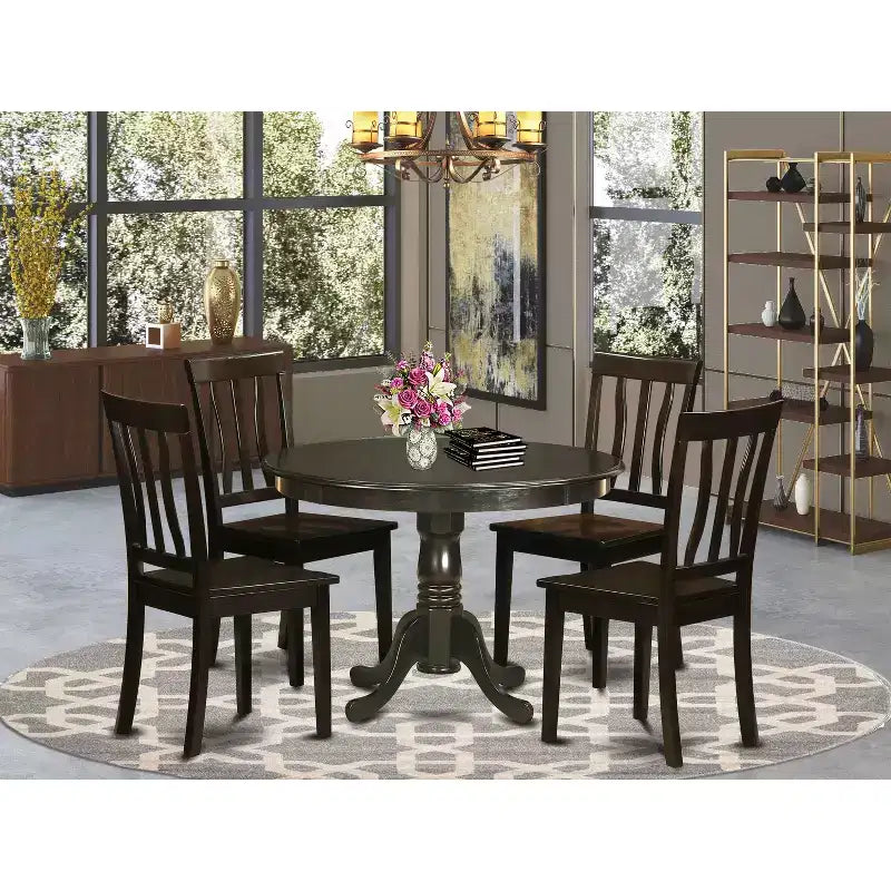 Ensemble de salle à manger rond - Table de 42 pouces et 4 chaises - Ensemble de salle à manger moderne
