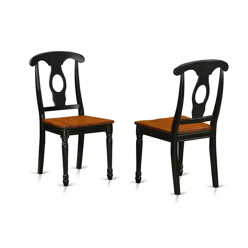 Table de salle à manger HomeStock 7 pièces avec plateau en bois massif noir et cerisier et 6 chaises
