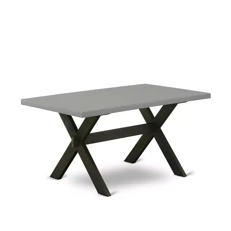 HomeStock Table à manger 6 pièces rectangulaire en bois massif finition jacobine vieillie avec 1 banc et 4 chaises