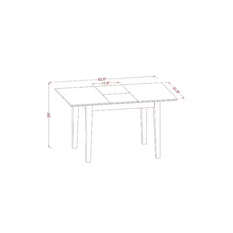 Ensemble de salle à manger 5 pièces en bois massif finition acajou avec boutons touffetés (4 places)