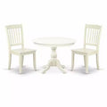 3-Piece Linen White Finish Solid Wood Top - Dining Room Set - Seats 4