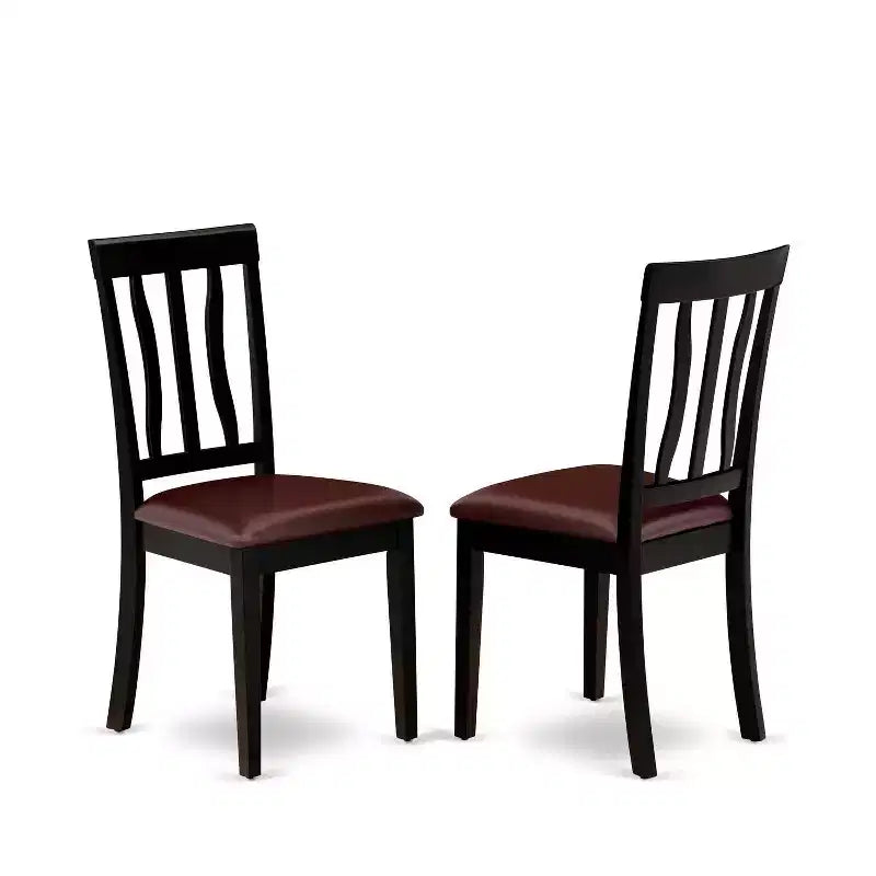 Ensemble de salle à manger victorien - Ensemble table et chaises 7 pièces - Table de cuisine rectangulaire avec rallonge - Finition noire et cerisier