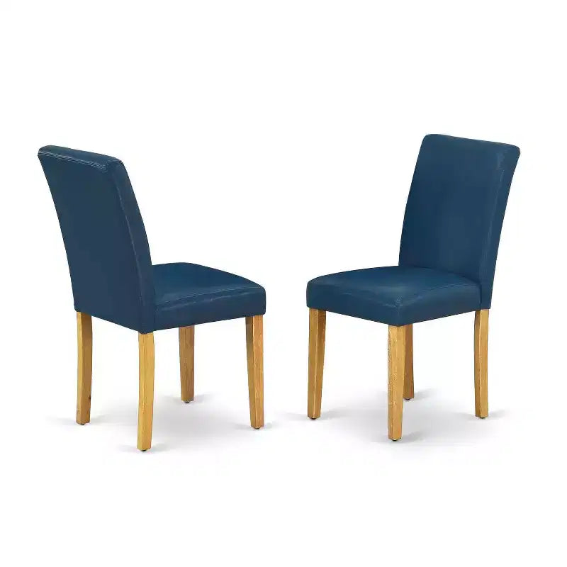 Ensemble de salle à manger rond - Table de 42 po avec abattants et 2 chaises Parsons - Cuir PU blanc lin