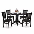 HomeStock 5-Piece Black Finish Solid Wood Top Dining table with 4 Chairs with Slat Back