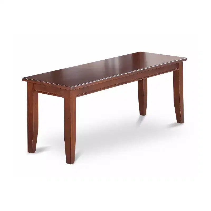 HomeStock – Table de salle à manger rectangulaire 6 pièces avec plateau en bois massif fini acajou, 1 banc et 4 chaises à dossier à lattes