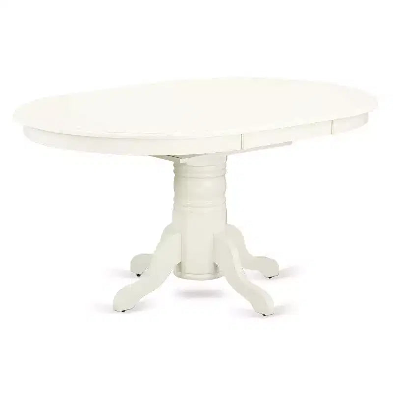Ensemble de salle à manger HomeStock 7 pièces, table en bois massif au fini blanc lin et 6 chaises avec rallonge papillon