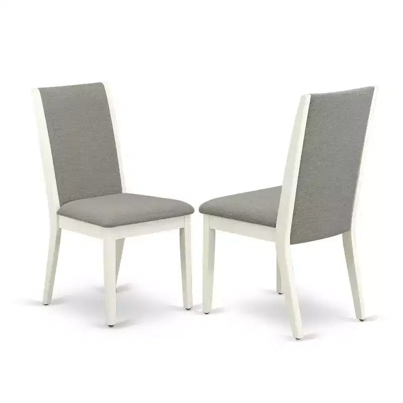 Ensemble de salle à manger HomeStock 7 pièces, table en bois massif au fini blanc lin et 6 chaises avec rallonge papillon