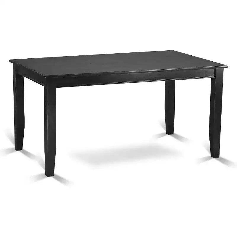 Table de salle à manger HomeStock 7 pièces rectangulaire au fini noir avec plateau en bois massif et 6 chaises
