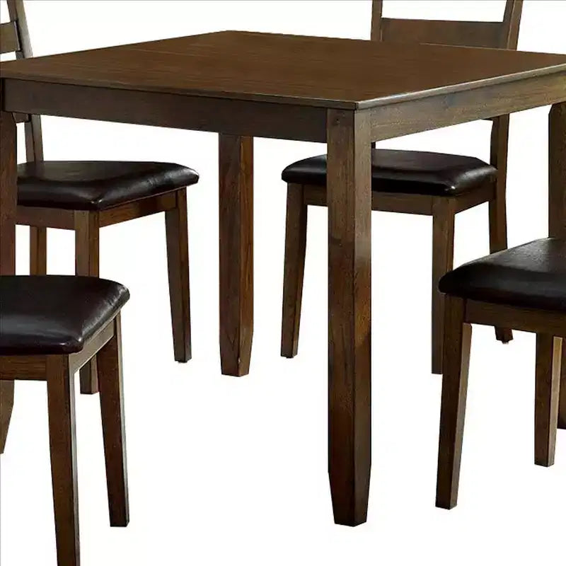 Ensemble de salle à manger 5 pièces Royal Hampton avec sièges en similicuir, marron